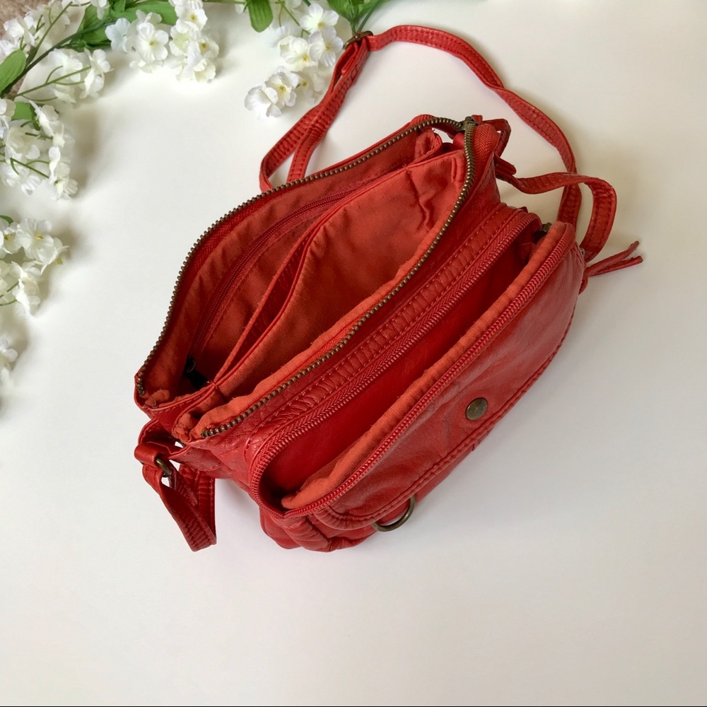 Distressed Burnt Orange Multipocket Crossbody Bag - image 7